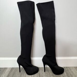 NWT Liliana Black Faux Suede Over The Knee Boots 7